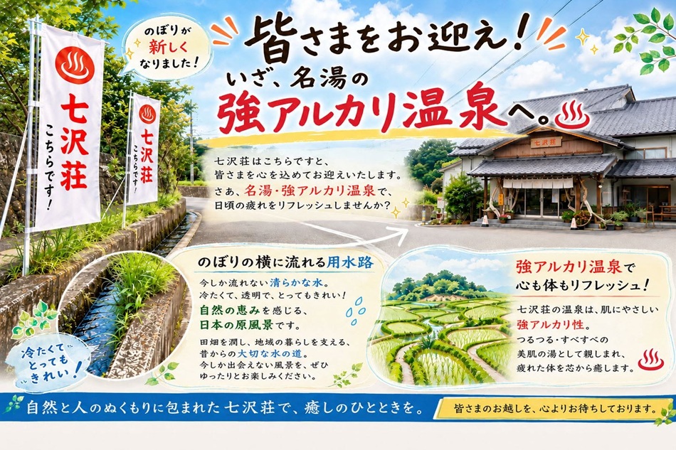 新しいのぼりと、すくすく育つ玄関のお花がお出迎え♪