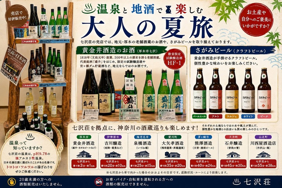 ♨🍶 夏の大人の楽しみ方旅 温泉に癒され、地酒を楽しみ、神奈川の魅力をめぐる旅